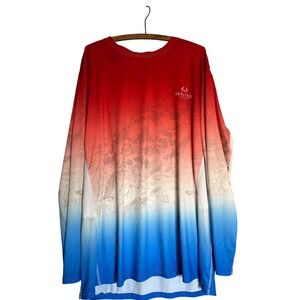 Realtree Fishing Men's Long Sleeve Performance Shirt USA Flag Ombre Gradiant 2XL